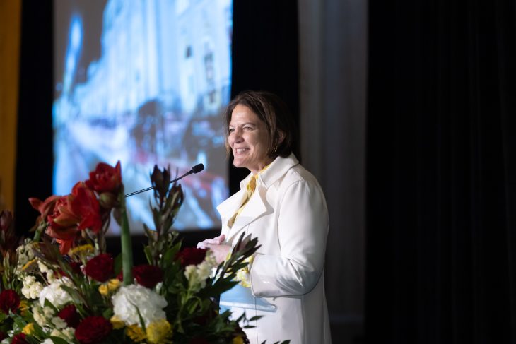 President Connie Book speaks at Evening for Elon in DC.