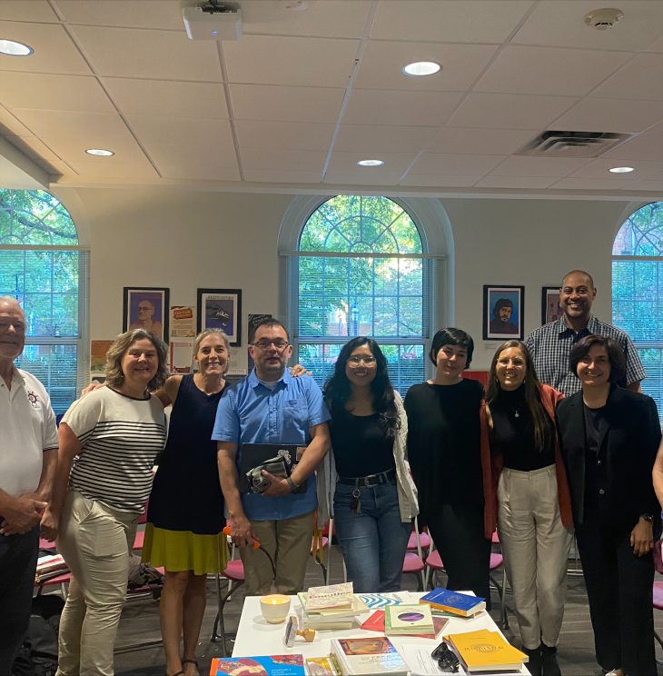 WLC faculty with Lula and Émilie at the event in Carlton Commons.