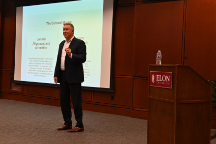 Jim Rooney speaking in the LaRose Digital Theatre on Nov. 13