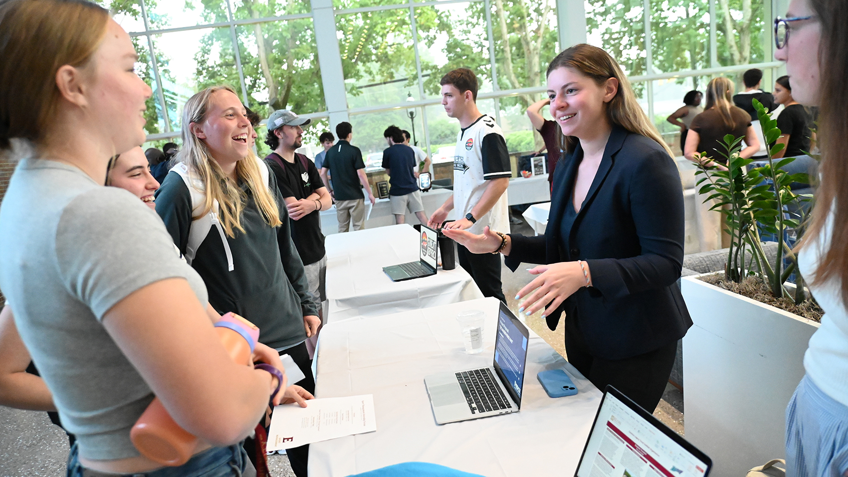 Tess Hawthorne ’25, a sport management student, stands in the School of Communications.