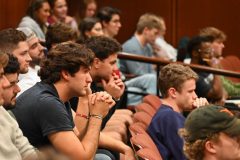 Elon students engaged in conversation with Kristen Yntema '95 at Lessons from Leaders event