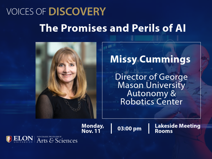 Mary 'Missy' Cummings will present "The Promises and Perils of AI" in a Voices of Discovery lecture Monday, Nov. 11, at 3 p.m. in Lakeside Meeting Rooms