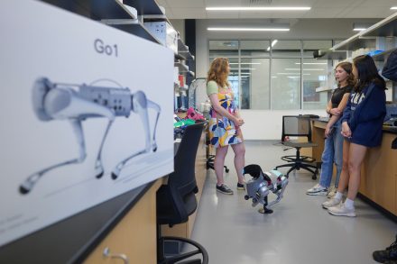 A box showing some of the robotics components used by Elon university students to build a robotic quadruped for a theater performance. 