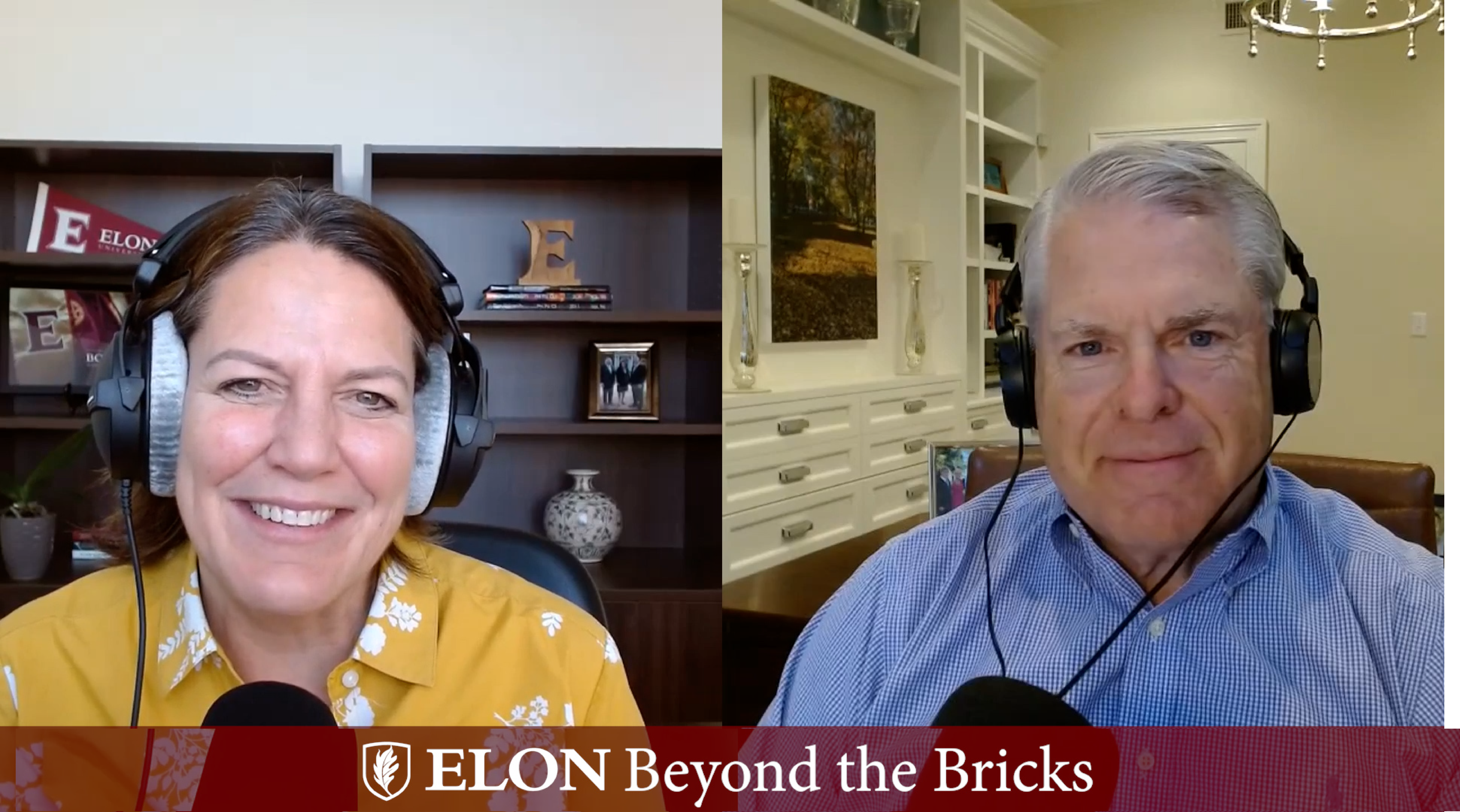 President Connie Book and Board Chair Dave Porter recording a podcast episode