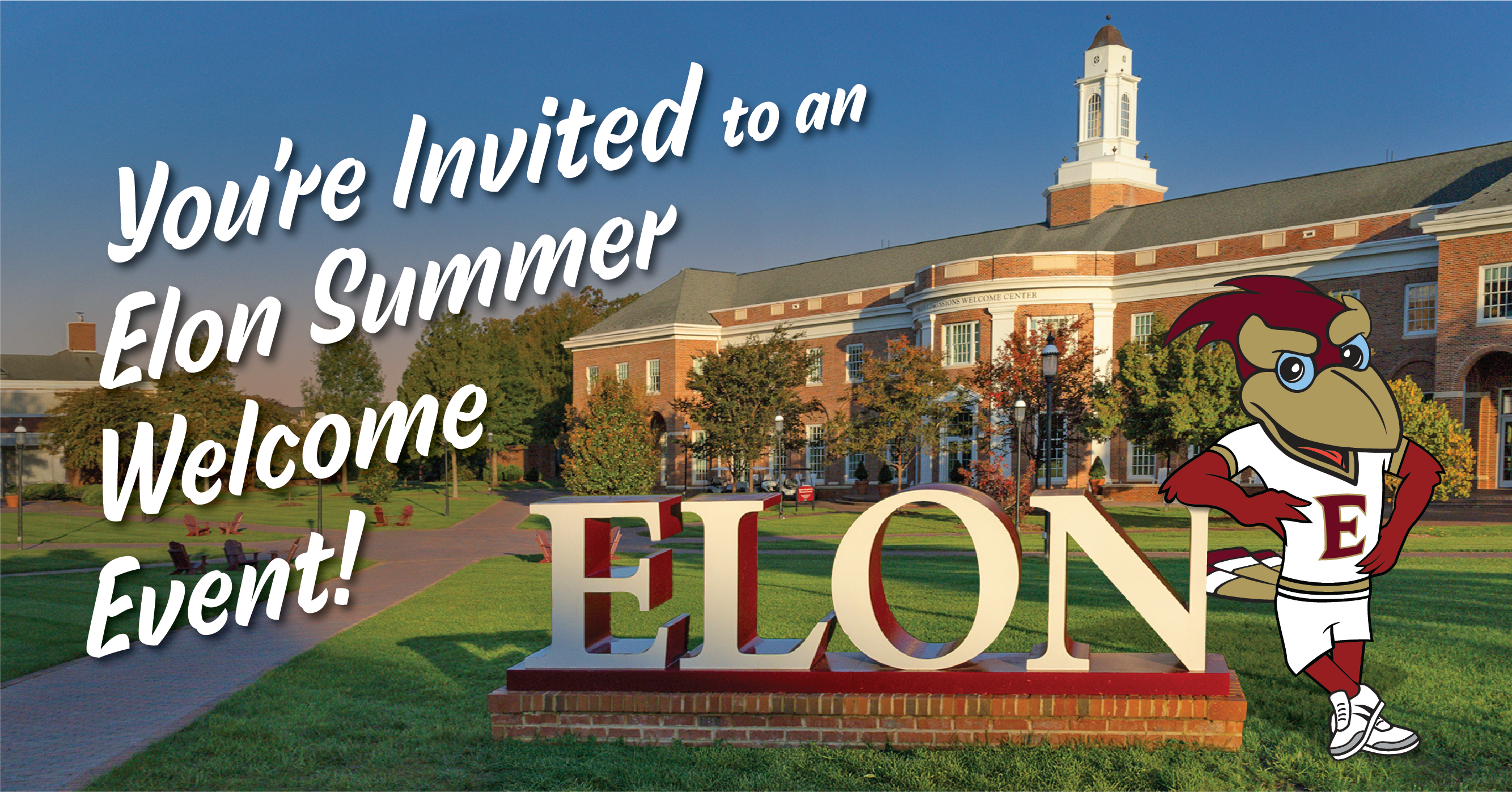 Elon Summer Welcome Event campus image featuring the Phoenix.