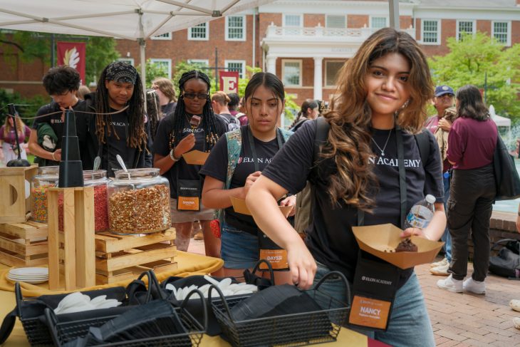 Alamance County high school students participating in the Elon Academy's 2025 Summer Academy enjoyed ice cream treats on June 17, 2025, during a social hosted by the university on Scott Plaza.