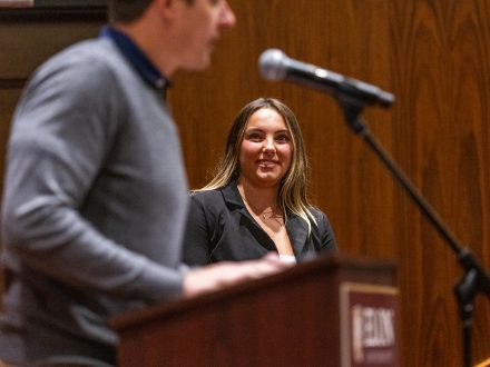 Anjolina Fantaroni with Elon professor Alex Luchsinger.