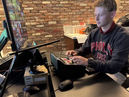 Scott Katz ’26 with EVS machine