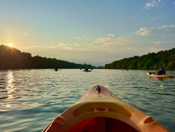 Picture from a kayak on the river