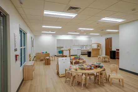 A photo of an empty child care center