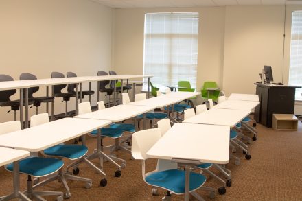 Newly reconfigured neuroinclusive classroom located in Lindner Hall 210