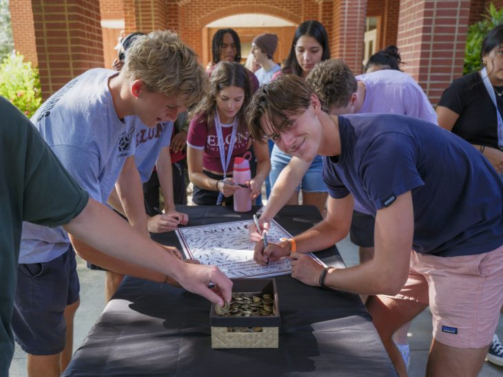 Elon University's Class of 2029 signs the honor code during the Call to Honor ceremony on Aug. 25, 2025.