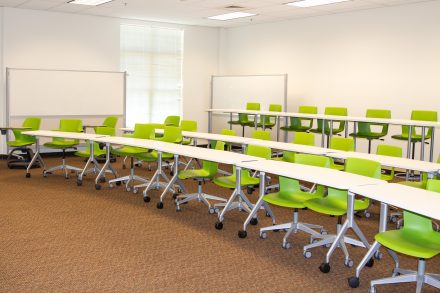 Newly reconfigured neuroinclusive classroom located in Lindner Hall 204