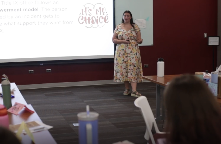A staff member leading a training session