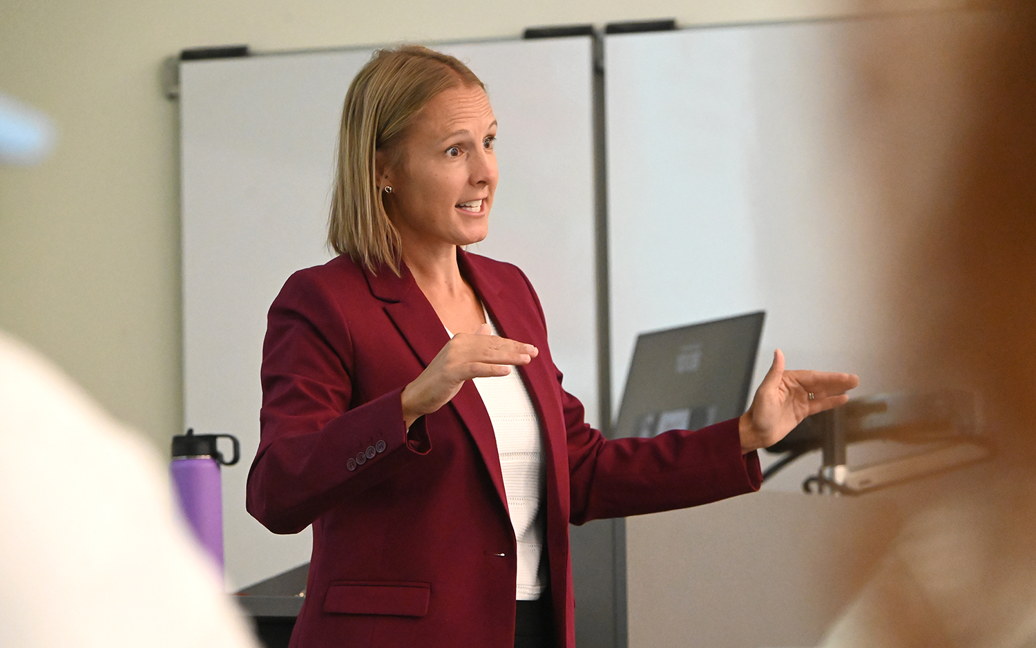 Lindsay Pieper in an Elon classroom