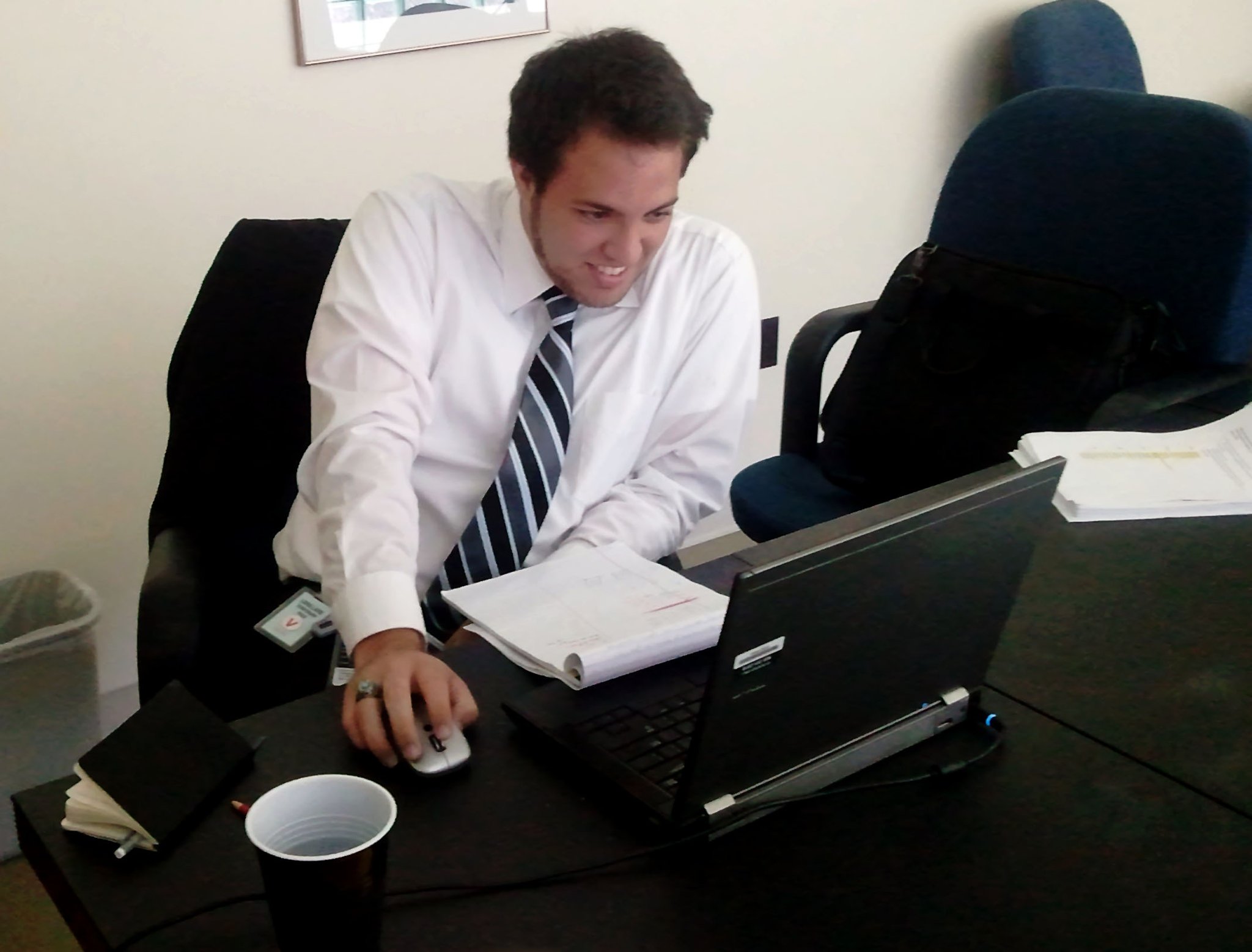 David Campbell at his EY internship in 2012 that led to a full-time offer where he still works today.