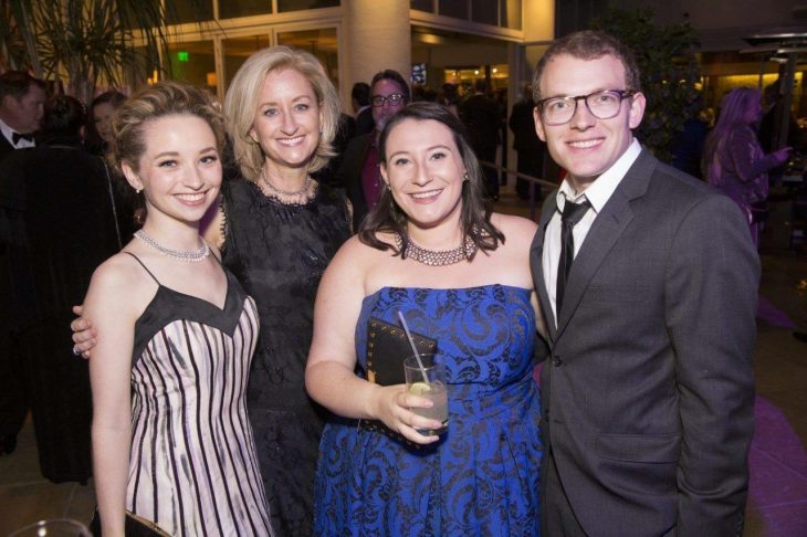 Lillian, pictured smiling alongside her mother, and Elon alumna Jenny Stringfellow '15 and Ben Stringfellow '15 at the 2018 American Cinema Editors Student Editing Competition.