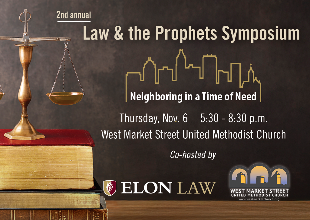 Promotional image for Law & the Prophets Symposium, Thursday, Nov. 6, 5:30 p.m. West Market Street United Methodist Church