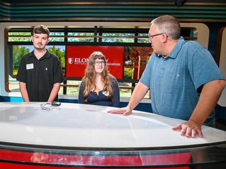 Colin Donohue with Davie County High School students