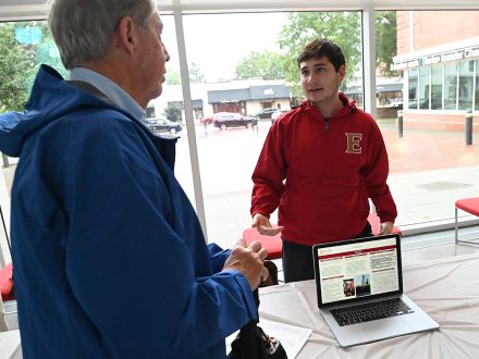 Elon professor Bill Squadron with Luke Silpe '26.
