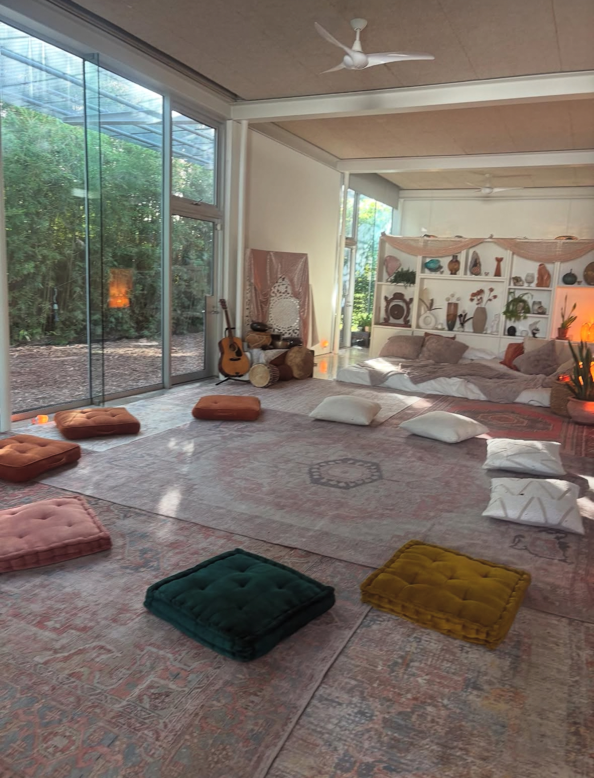 The space at Sauna Therapy where Averly Burns ’26 co-facilitated the somatic movement class.