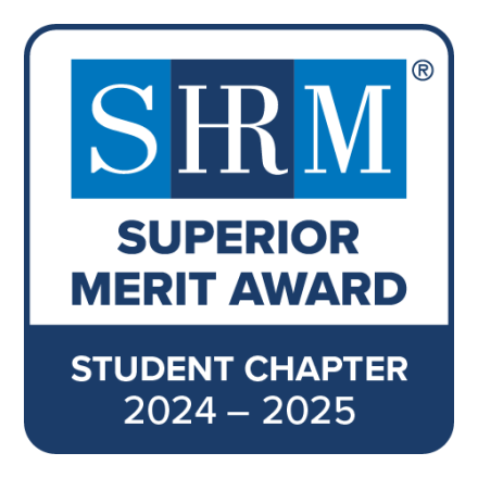 Photo of badge for the Society of Human Resource Management Superior Merit Award for student chapters 2024-2025