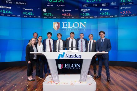 Emilie Orendorff at Nasdaq on the business fellow business trip to NYC