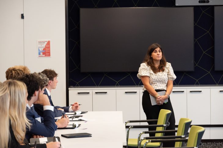 Elon University Business Fellows at company visits in NYC at Wells Fargo