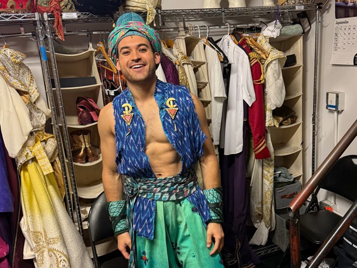 Campy Rodriguez being fitted for his costume in "Aladdin" on Broadway