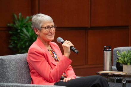 Former CEO of REI and 51st Secretary of the Interior Sally Jewell speaking at Elon University