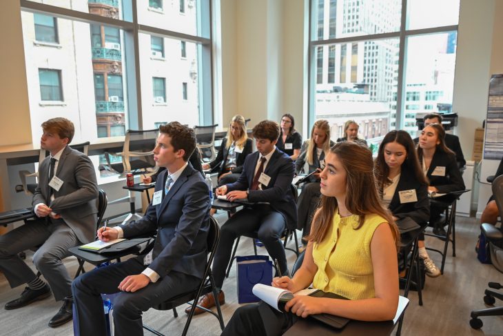 Elon University Business Fellows at company visits in NYC at Atlas SP Partners