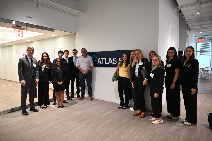 Elon University Business Fellows at company visits in NYC at Atlas SP Partners