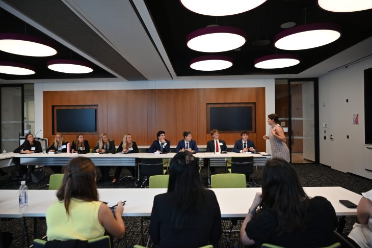 Elon University Business Fellows at company visits in NYC at Wells Fargo