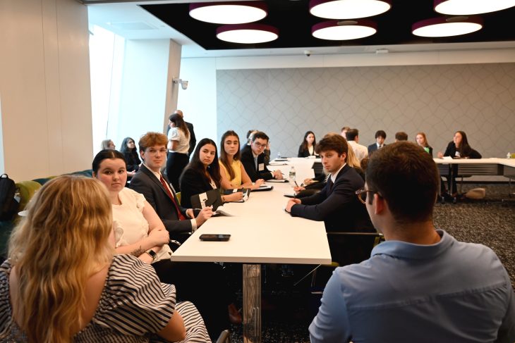 Elon University Business Fellows at company visits in NYC at Wells Fargo