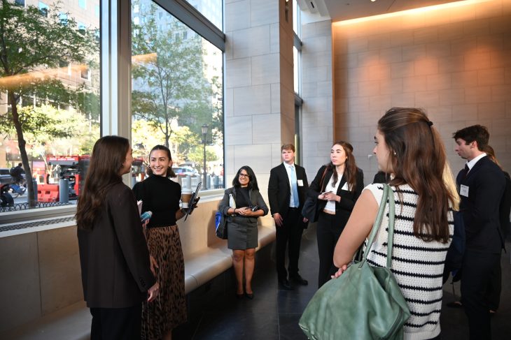 Elon University Business Fellows at company visits in NYC at Goldman Sachs
