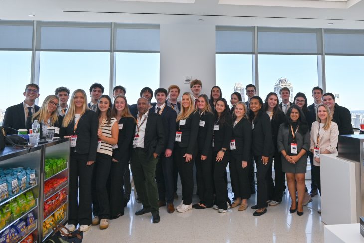Elon University Business Fellows at company visits in NYC at Bloomberg