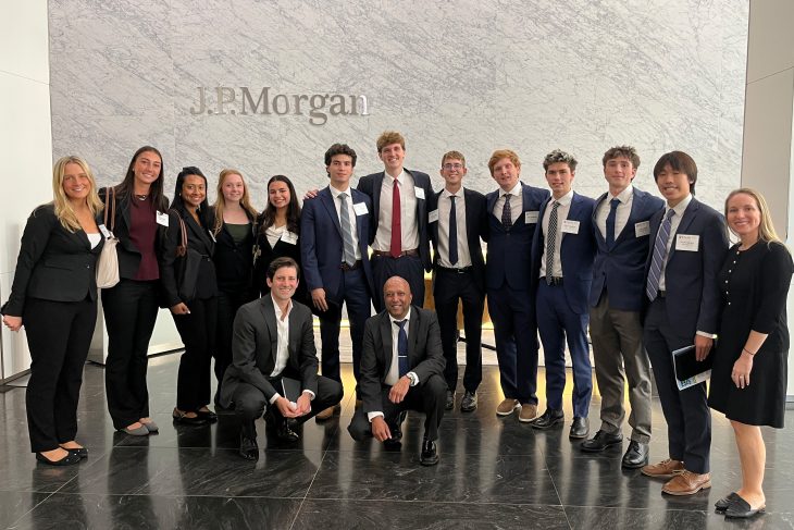 Elon University Business Fellows at company visits in NYC at JP Morgan