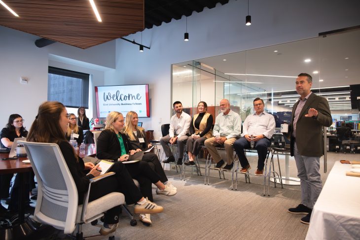 Elon University Business Fellows at company visits in NYC at Matrix Applications