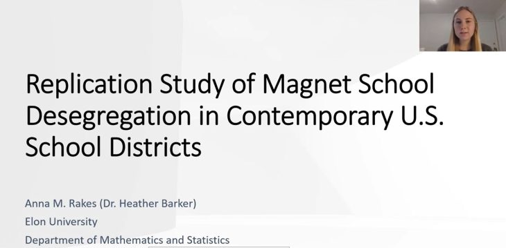 Presentation title screen for "Replication Study of Magnet School Desegregation in Contemporary U.S. School Districts."