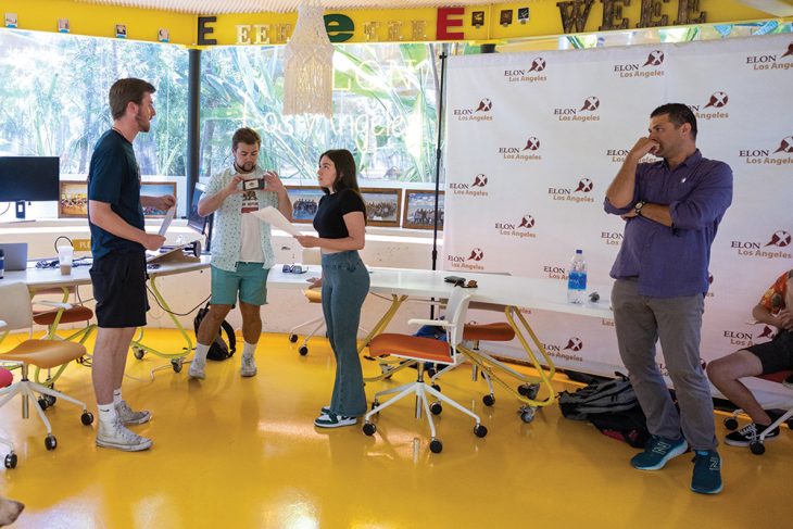 Students participate in a discussion during a class session at the Elon Los Angeles program site.