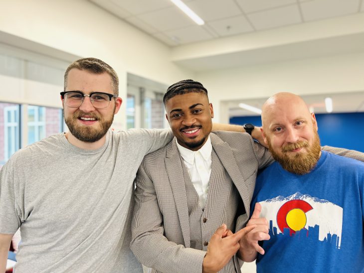 From left to right: Mike McCormack G’25, Samir Halalou G’25 and Devron Felder G’25