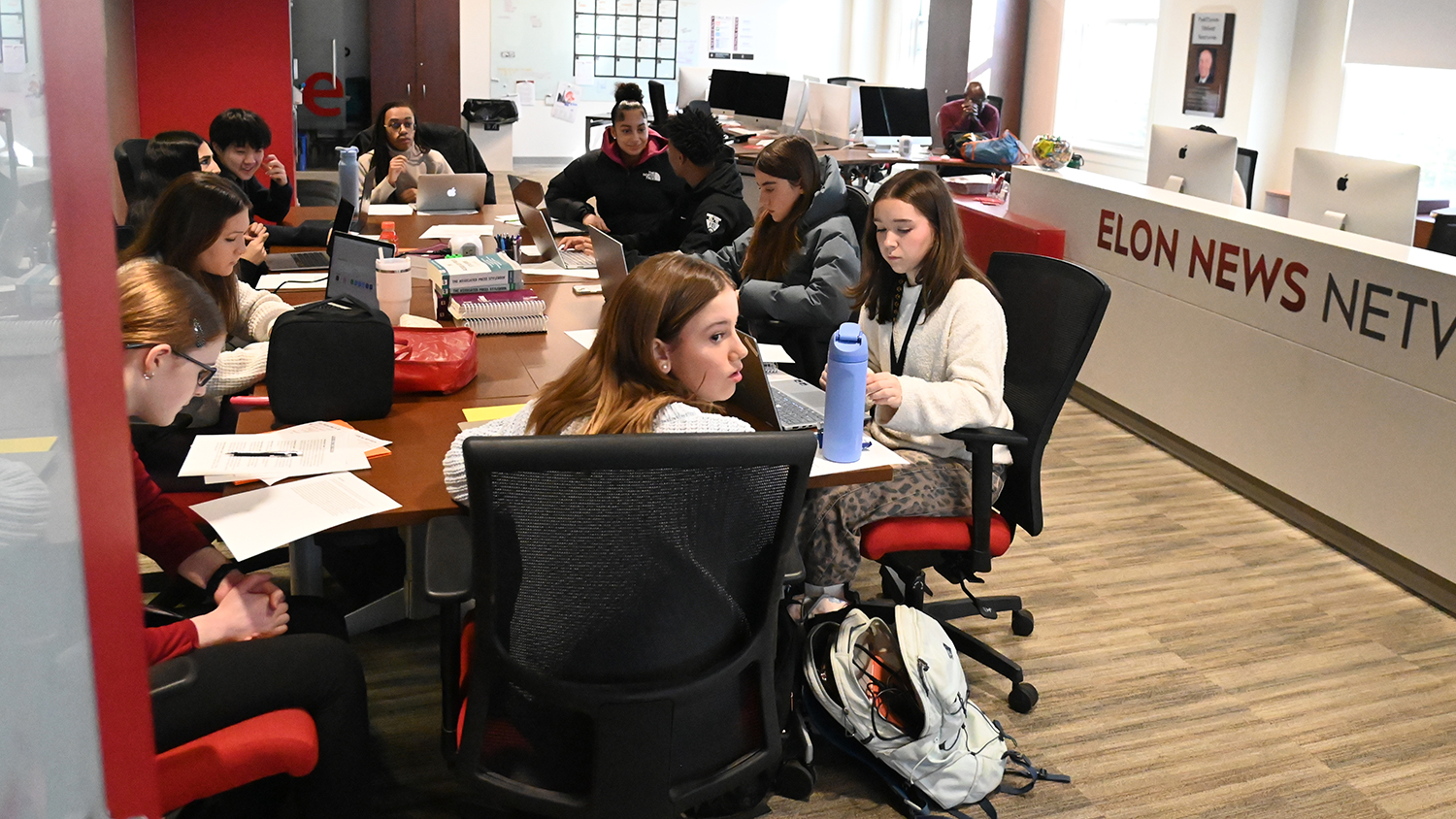 Greensboro Day School students in ENN newsroom