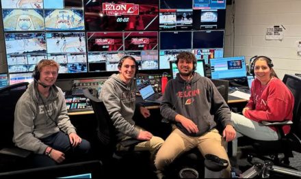 Anthony Bamford with Elon students