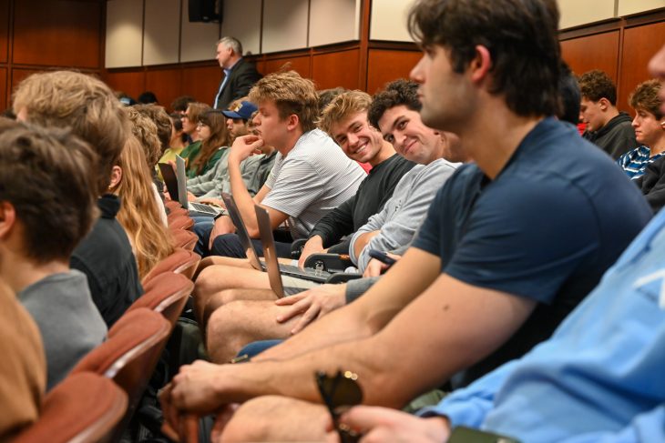 Students at Lessons from Leaders event with Tom O'Leary, CEO and co-founder of JetZero