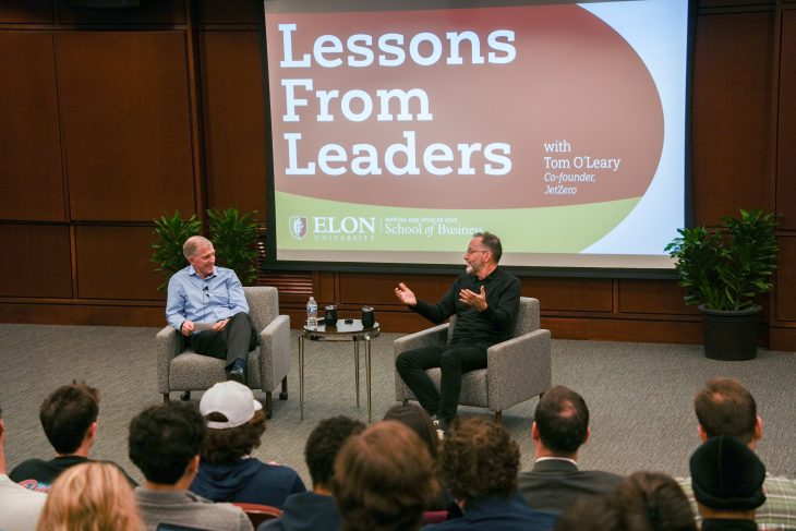 Lessons from Leaders event with Tom O'Leary on Feb. 19 in the LaRose Digital Theatre
