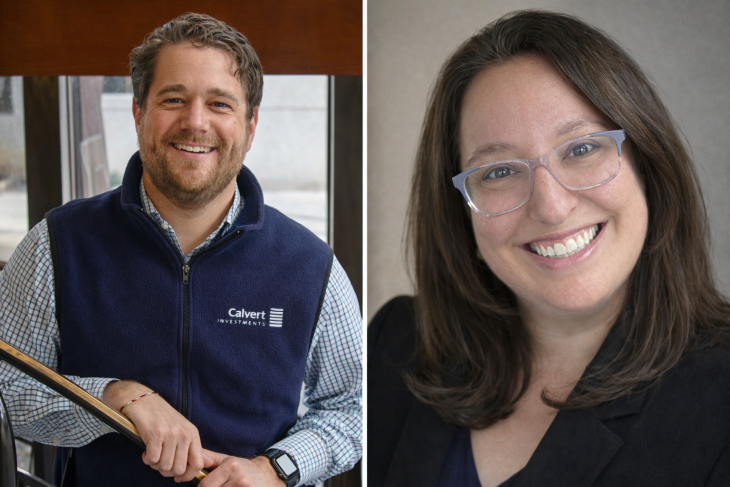 Scott Leighty '09 (left), assistant dean for development & alumni relations at Elon University School of Law, and Blaire David McClanahan L’14 (right), managing attorney at Law Offices of Cheryl David