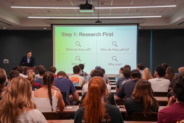 Keynote Speaker Bert Brokaw ’13, senior director of sales development at Rippling during Sales Week