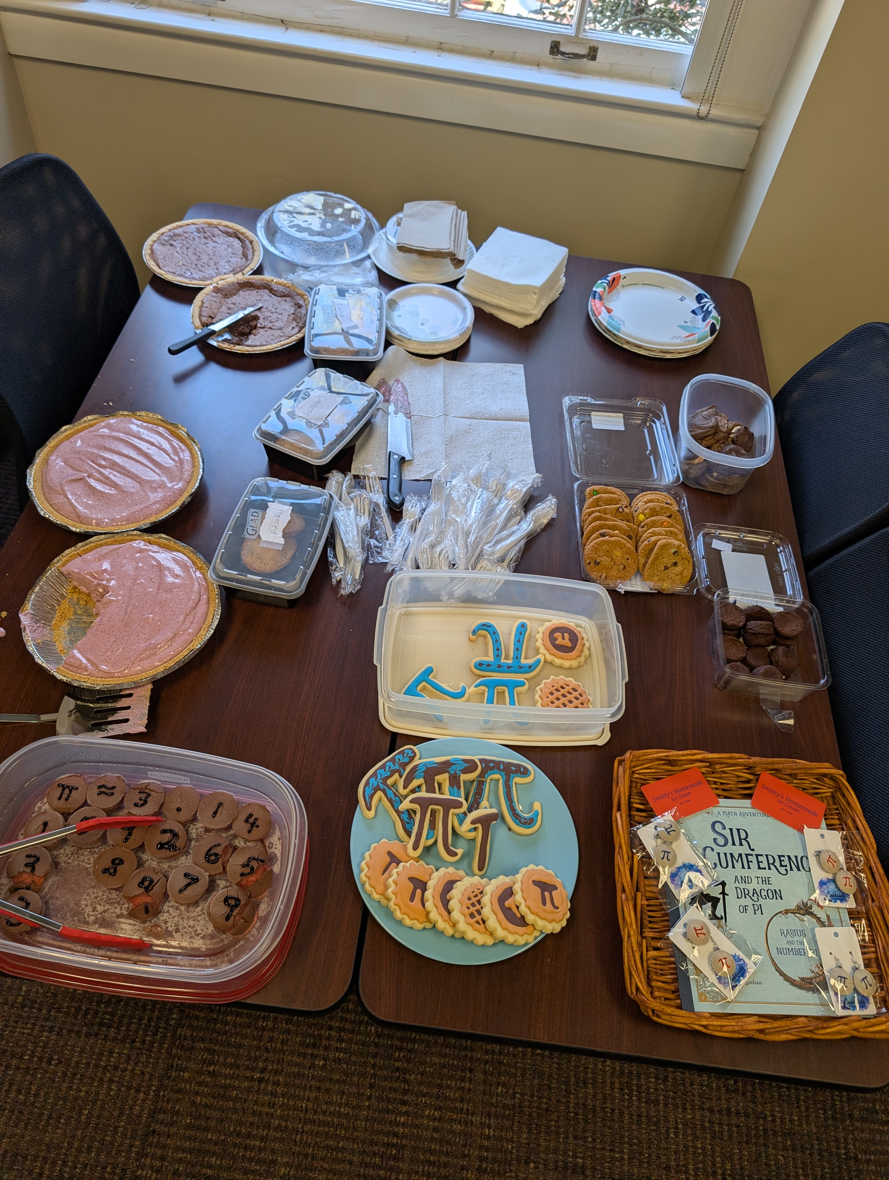 A variety of deserts sit on a table