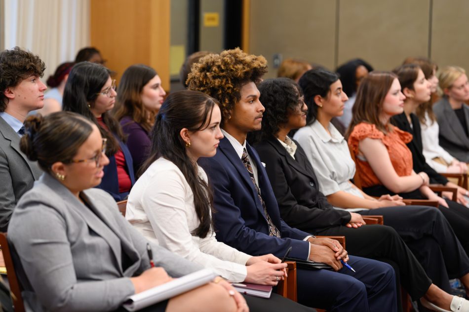 Elon Law students listen as judges hear oral arguments.