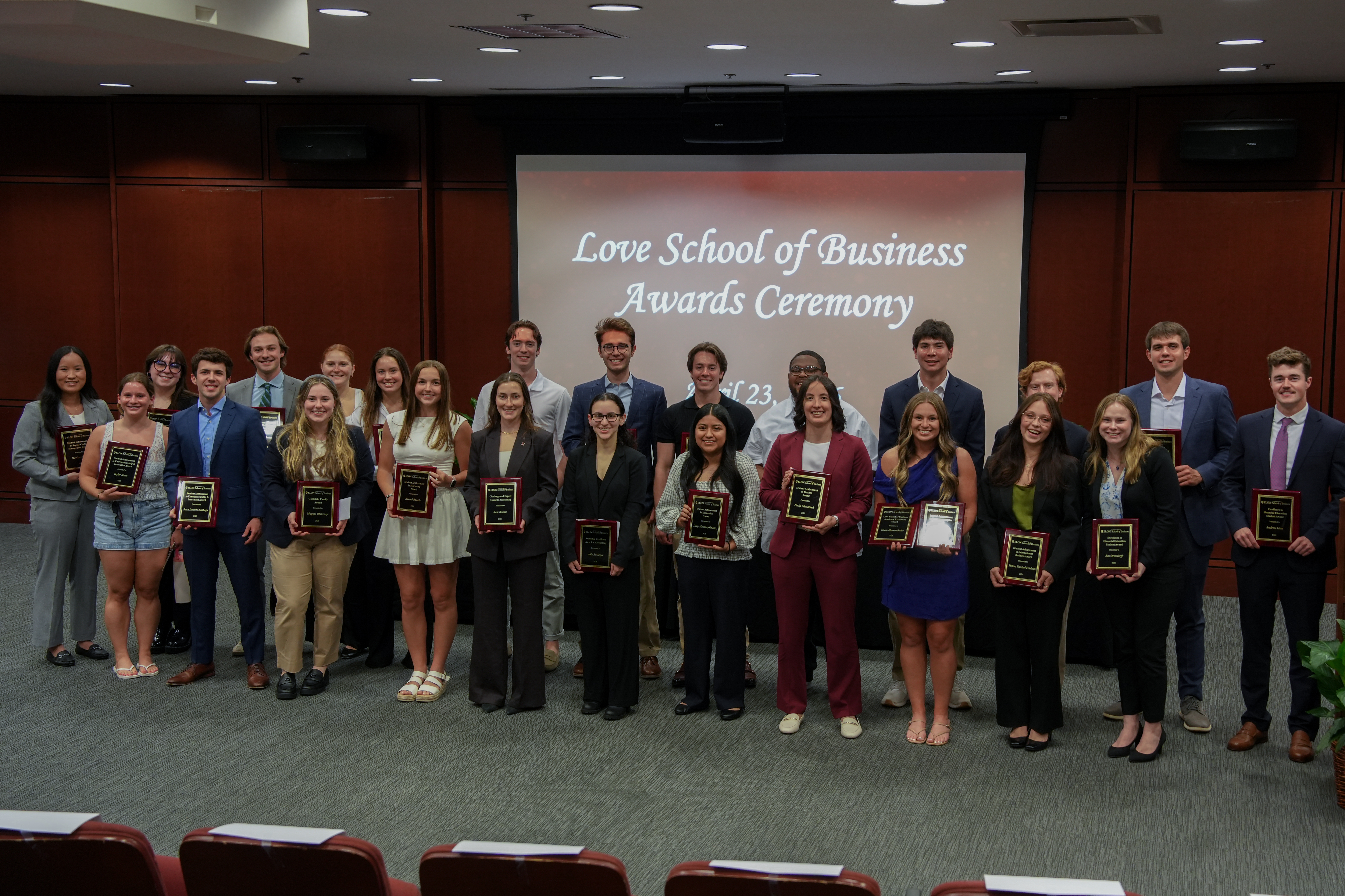 All of the students being awarded at the LSB Dean's awards